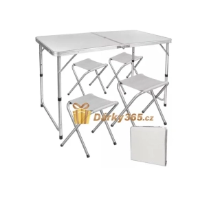 Skládací kempingová sedací souprava bílá