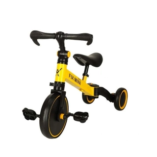Dětská tříkolka balanční 3v1 s pedály Trike Fix Mini žlutá