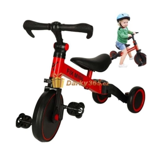 Dětská tříkolka balanční 3v1 s pedály Trike Fix Mini červená