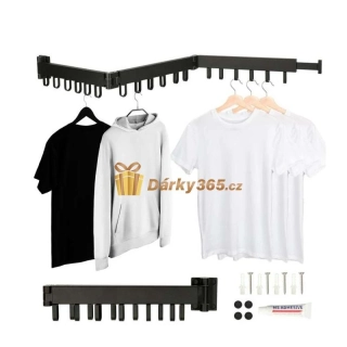 Teleskopický výsuvný nástěnný věšák 123 cm černý