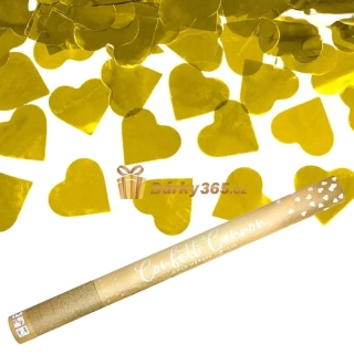 Vystřelovací konfety - srdce zlaté 60cm 1ks