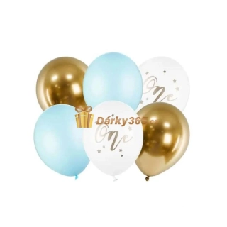 Pastelové balónky 30cm bílé zlaté modré 6ks