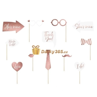 Fotografické rekvizity pro fotokoutek - růžové 12ks