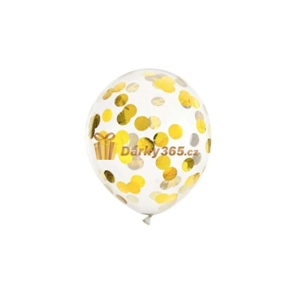 Průhledné balónky 30 cm s konfetami 6 ks