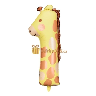 Fóliový balón číslo 1 Žirafa 31 x 82 cm