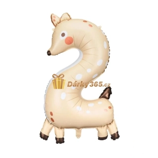 Fóliový balón číslo 2 Srneček 65x102 cm