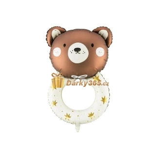 Foliový balónek Medvídek ve tvaru chrastítka 45cm x 67cm