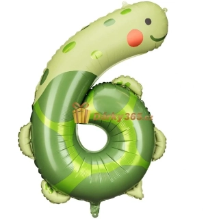 Fóliový balón číslo 6 želva 75x96 cm