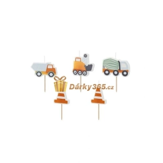 Narozeninové svíčky “Stavební vozidla”, 5 ks