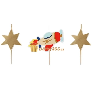 Narozeninové svíčky “letadlo”, 3 ks