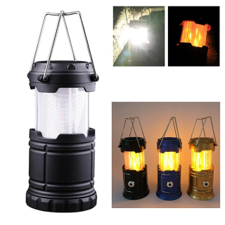 Kempingová svítilna s nabíječkou a efektem plamene